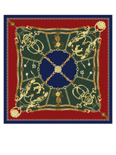 Green scarf 90x90cm in GOOD LUCK printed silk